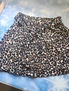 Leopard Print Tie-Waist Skirt - Black, Cream & Pink